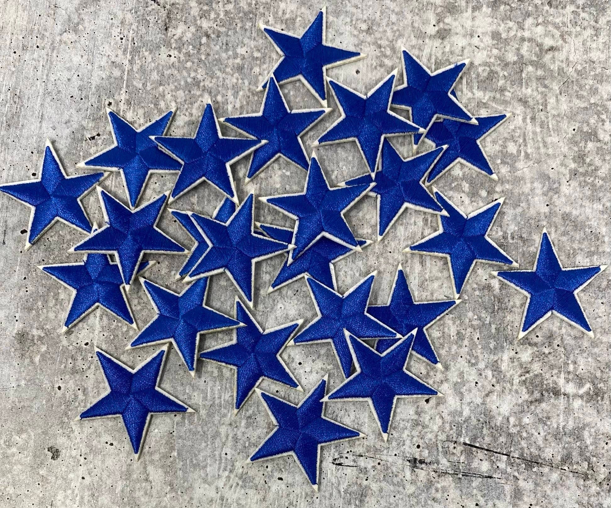 2pc/Mini BLUE Star Applique Set, Star Patch, 1" inch Small Stars, Cool Applique For Clothing, Iron-on Embroidered Patch, Patches for Clothes