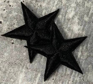 2pc/Mini BLACK Star Applique Set, Star Patch, 1" inch Small Stars, Cool Applique, Iron-on Embroidered Patch, Patches for Clothes
