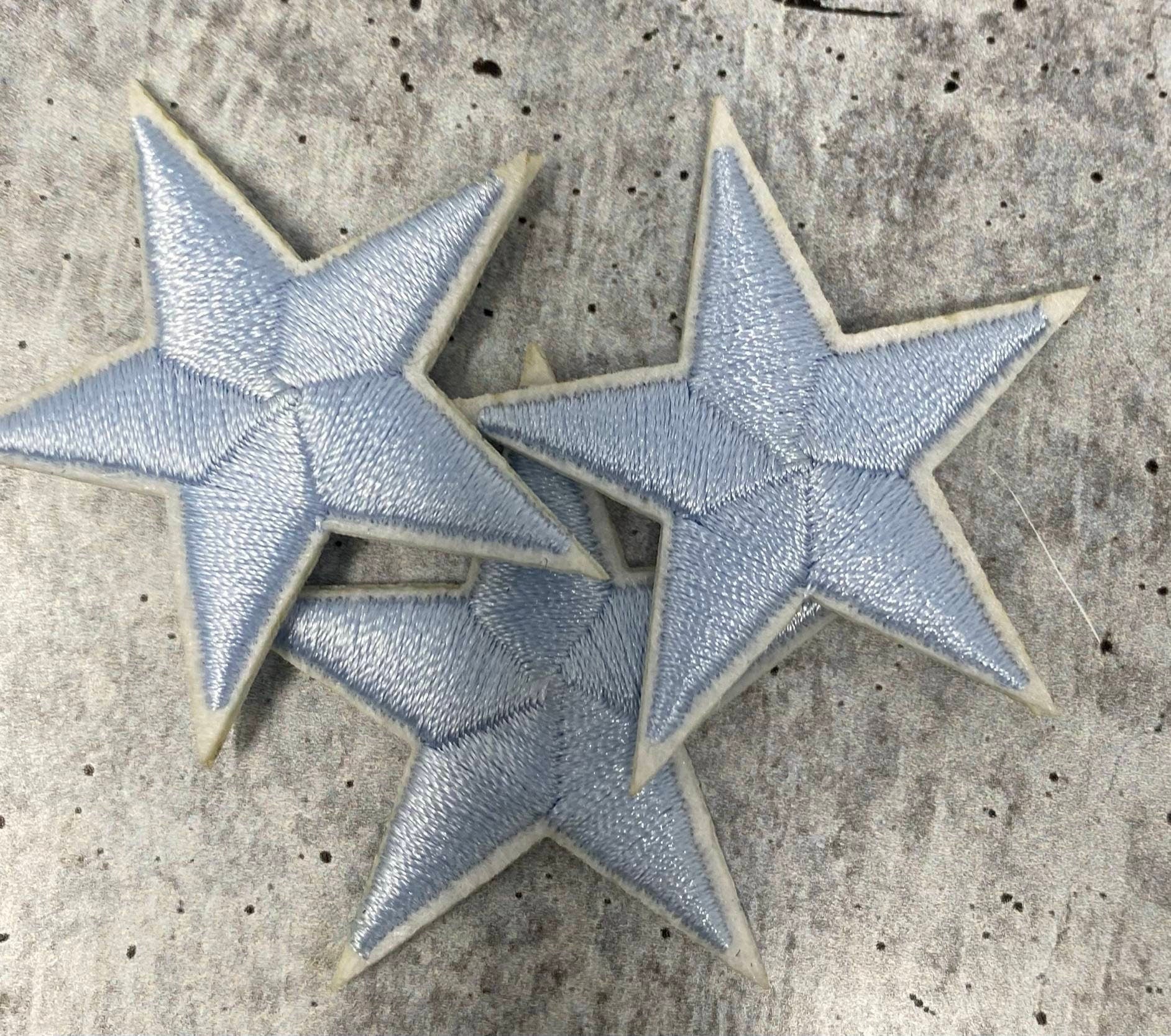 Set of 2 Navy Blue Stars Embroidered Iron on Patches 