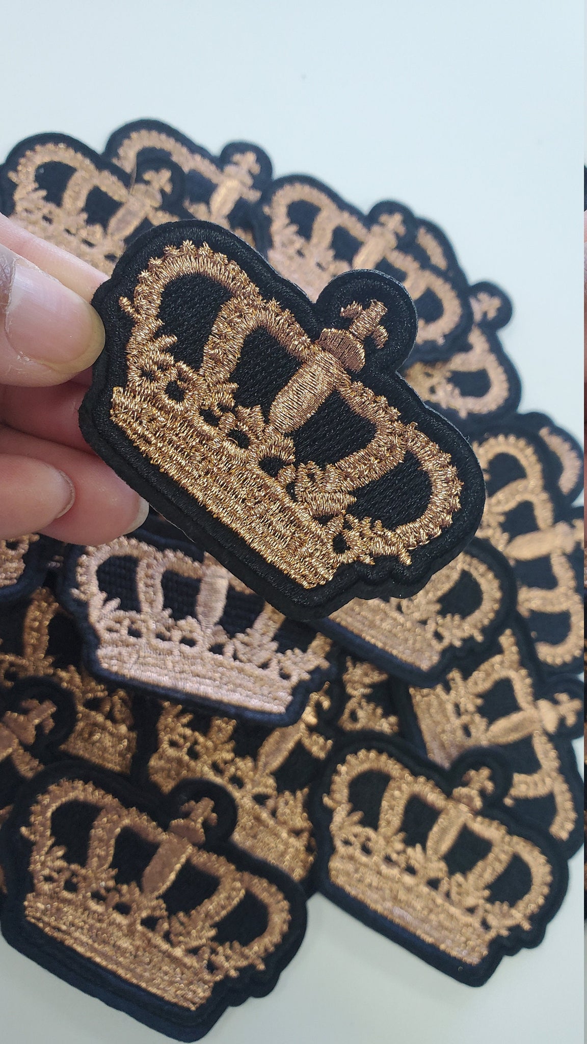NEW, Small Copper & Black Royal Crown Patch , Cool Applique for Men, Iron-On Embroidery Patch, Cool Patch for Camo,Fashion Badge for Clothes