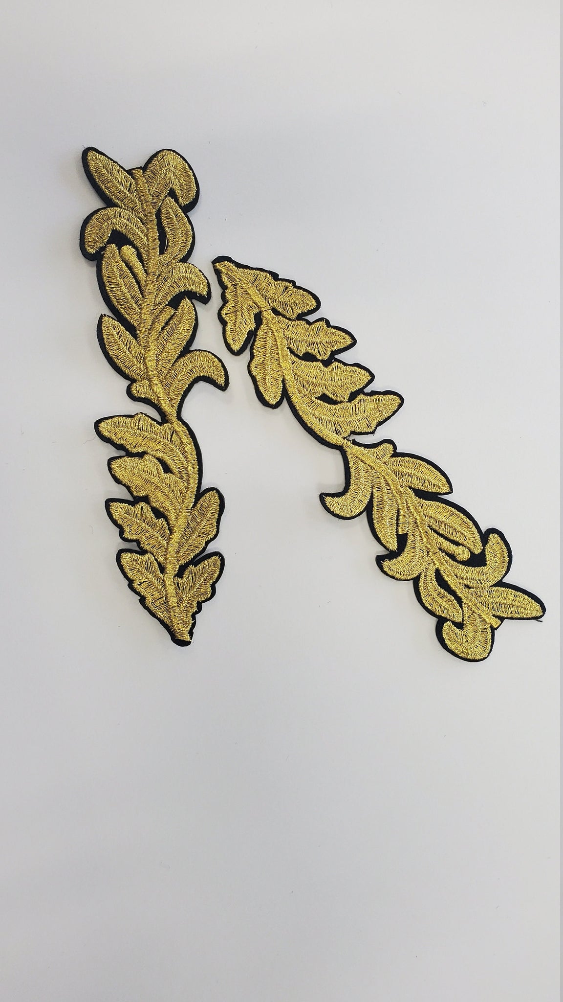 NEW ARRIVAL, 2Pc. Gold Royal Feather Emblem patch, DIY, Embroidered Applique Iron On Patch, Size 6"