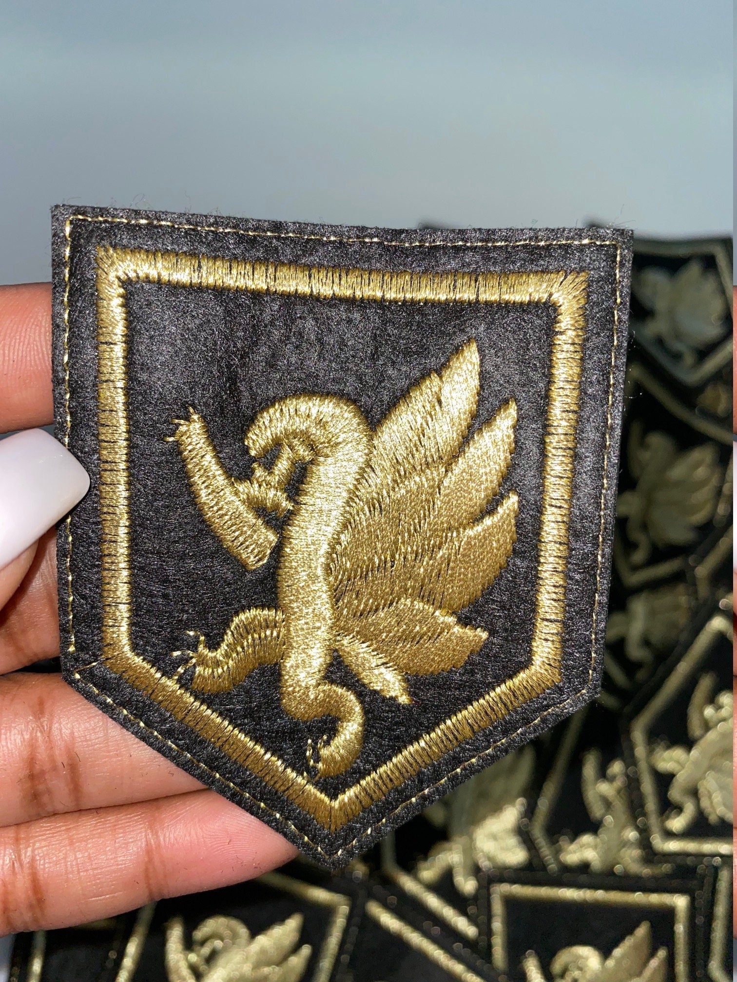NEW ARRIVAL,Premium Quality, Royalty Crest, Gold and Black Metallic Emblem patch, DIY, Embroidered Applique Iron On Patch, Size 3"
