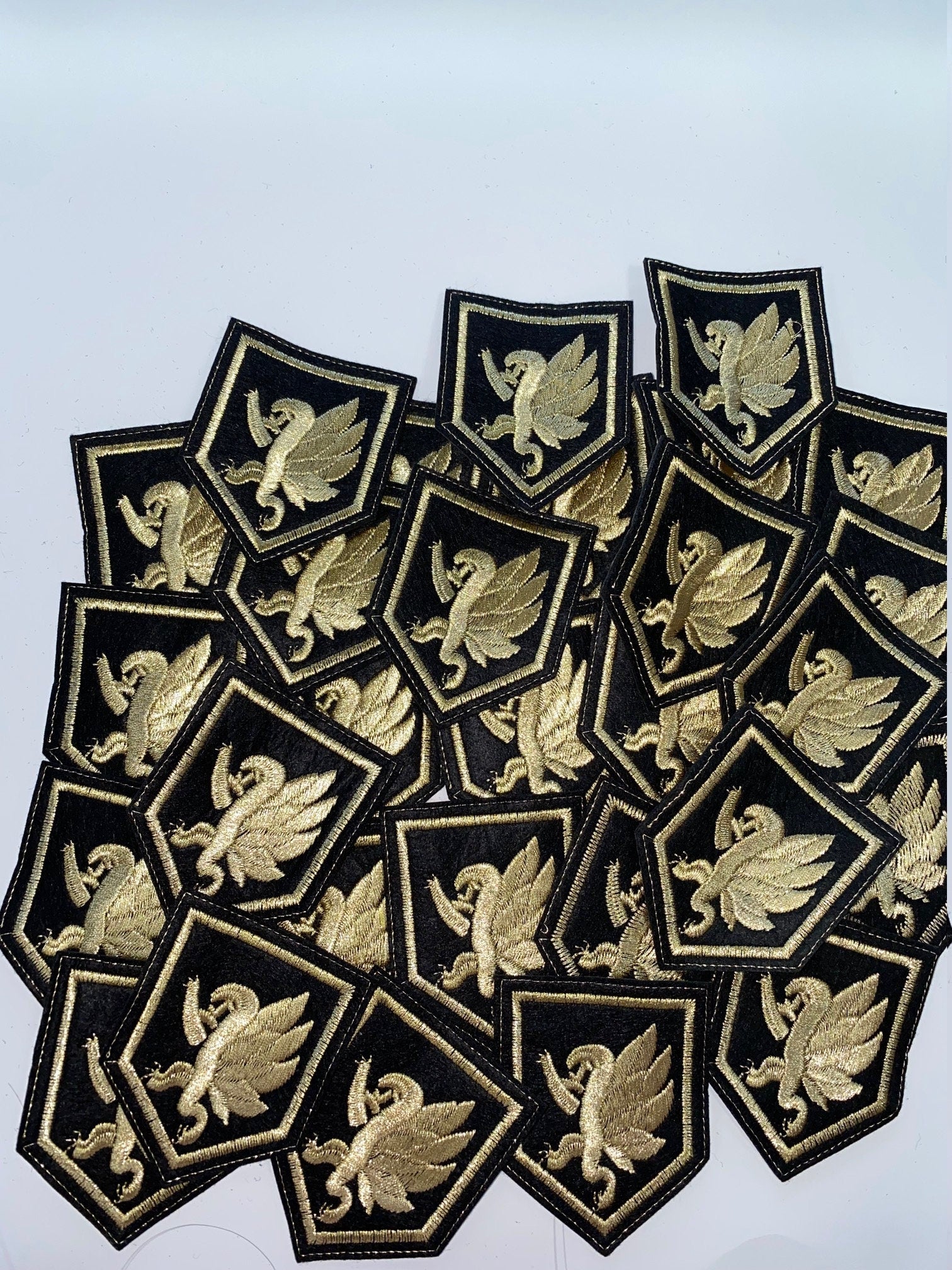 NEW ARRIVAL,Premium Quality, Royalty Crest, Gold and Black Metallic Emblem patch, DIY, Embroidered Applique Iron On Patch, Size 3"