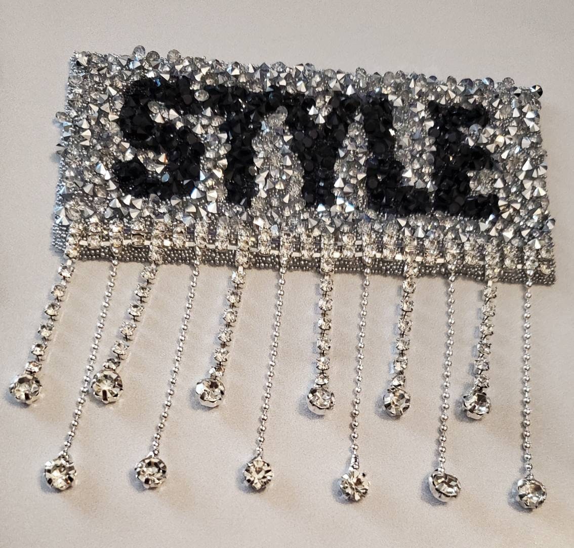 New Arrival, "STYLE" Blinged Out, Dripping Rhinestone Patch with Adhesive, Rhinestone Applique, Size 4"x4", Czech Rhinestones, DIY Applique