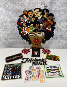 Exclusive, 10-pc "My Roots" Patch Bundle Set, Variety of Patches + 1 "Melanin Poppin" Enamel Pin, Women's Gift Set, Iron-on Patches, DIY