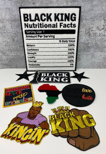 Exclusive, 9-pc "Kingin'" Patch Bundle Set, Variety of Patches Chenille & Embroidered Iron-on Badges, Men's Gift Set, Iron-on Patches, DIY,