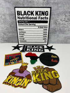 Exclusive, 9-pc "Kingin'" Patch Bundle Set, Variety of Patches Chenille & Embroidered Iron-on Badges, Men's Gift Set, Iron-on Patches, DIY,