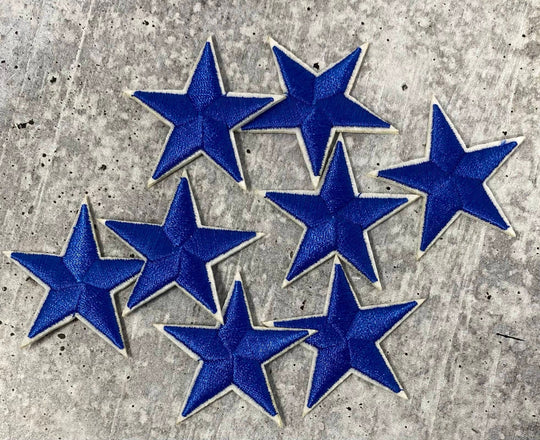 2pc/Mini BLUE Star Applique Set, Star Patch, 1" inch Small Stars, Cool Applique For Clothing, Iron-on Embroidered Patch, Patches for Clothes