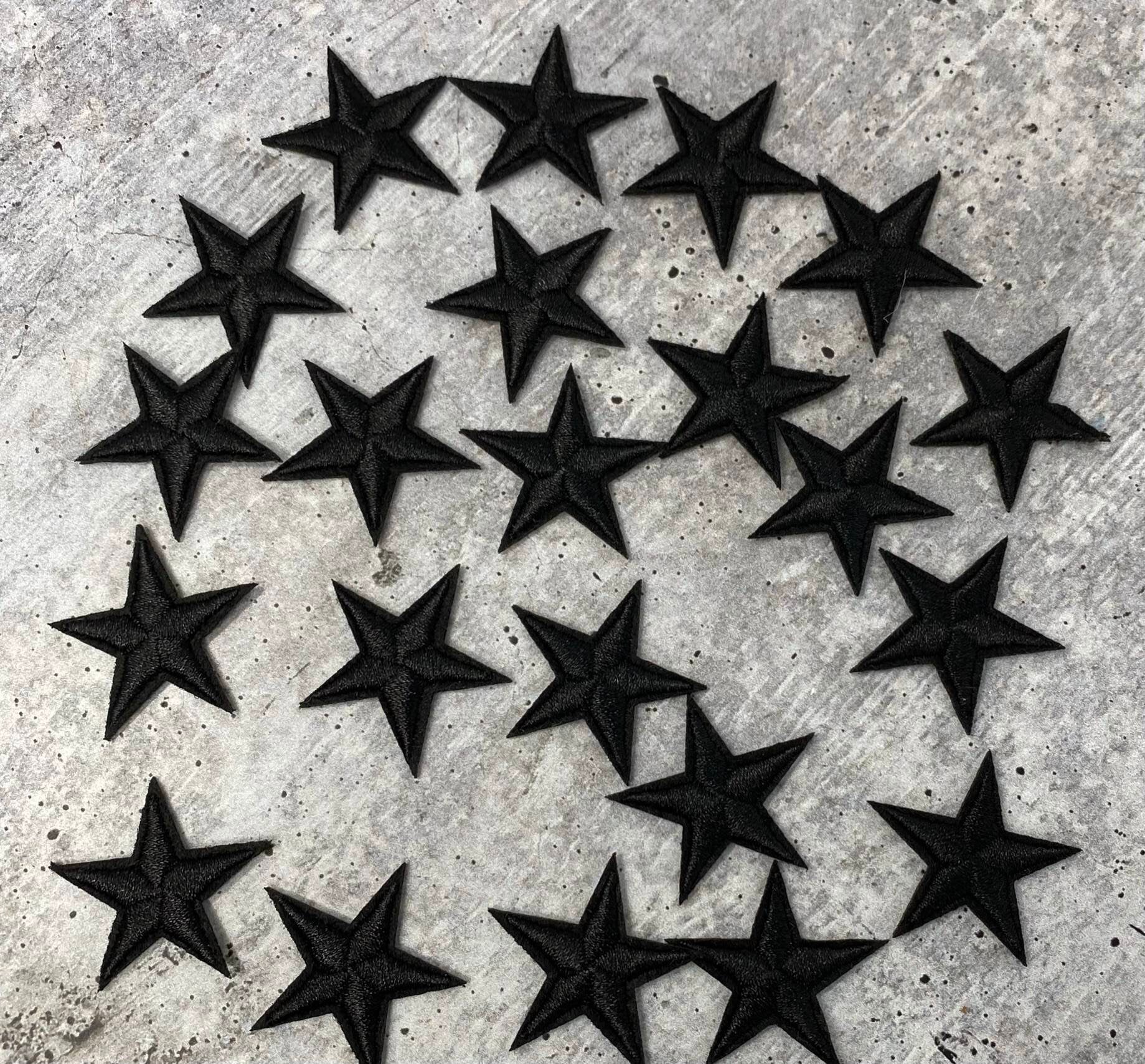 2pc/Mini BLACK Star Applique Set, Star Patch, 1" inch Small Stars, Cool Applique, Iron-on Embroidered Patch, Patches for Clothes