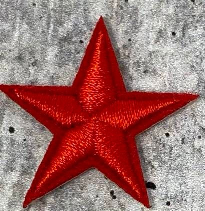 2pc/Mini RED Star Applique Set, Star Patch, 1" inch Small Stars, Cool Applique, Iron-on Embroidered Patch, Patches for Clothes