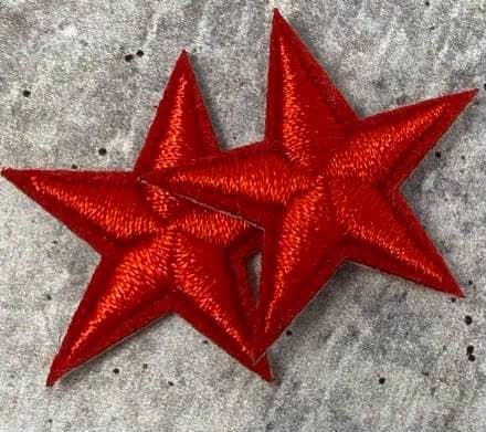 2pc/Mini RED Star Applique Set, Star Patch, 1" inch Small Stars, Cool Applique, Iron-on Embroidered Patch, Patches for Clothes