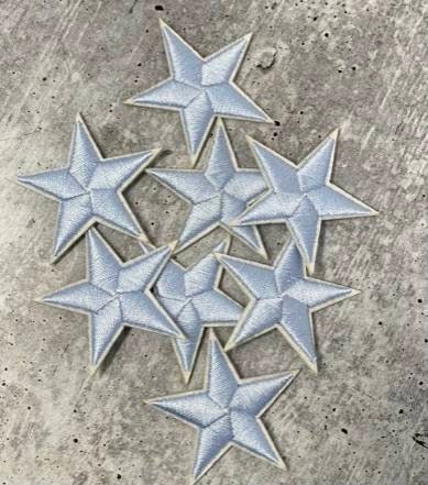 2pc/Mini Light BLUE Star Applique Set, Star Patch, 1" inch Small Stars, Cool Applique, Iron-on Embroidered Patch, Patches for Clothes