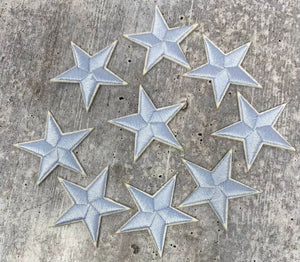 2pc/Mini Light BLUE Star Applique Set, Star Patch, 1" inch Small Stars, Cool Applique, Iron-on Embroidered Patch, Patches for Clothes