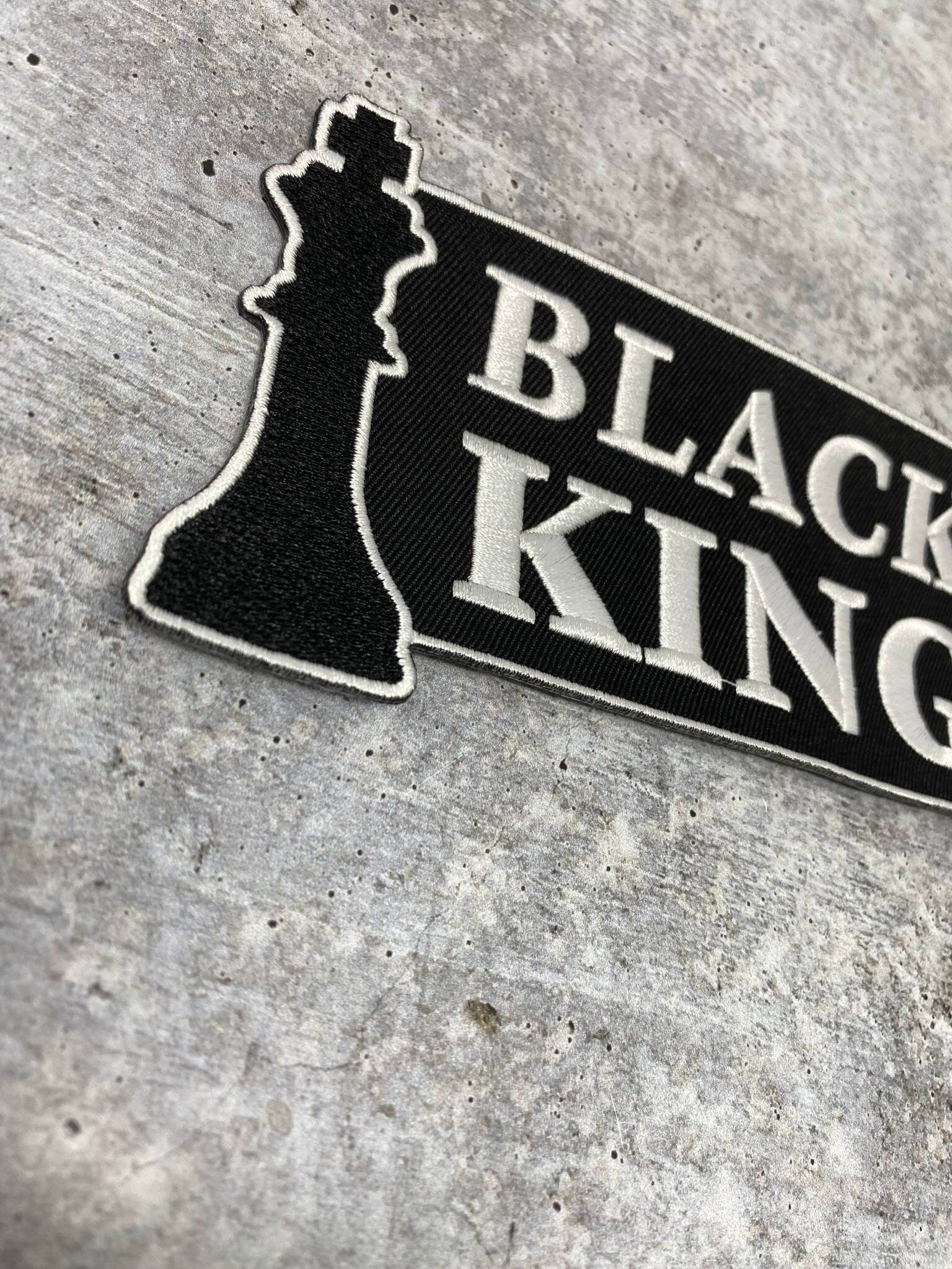 New, 1 pc, "Black King", Blk & White w/Chess Piece Patch, Iron-on Embroidered Patch; Africa Patch, Popular Patches, Patches for Men, Size 6"