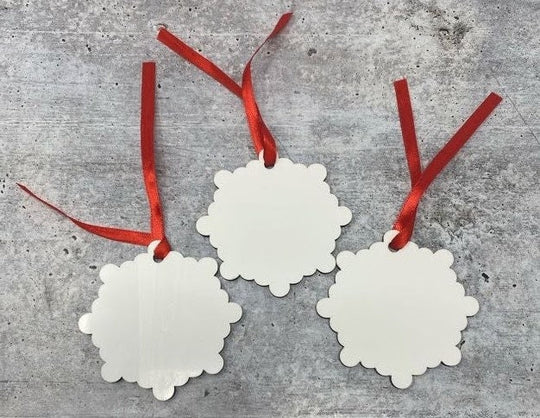 1-PC Snowflake Sublimation Blank, Christmas DIY Double-Sided Blank, Heat Transfer MDF, Transfer Ornament w/ Rope, Christmas Tree Decoration