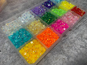 15-Color TRANSPARENT Resin Bling Rhinestone Kit, 15,000 pcs, Flatback Jelly Stones, 3D Nail Art DIY Deco Bling Kit Supplies Embellishments