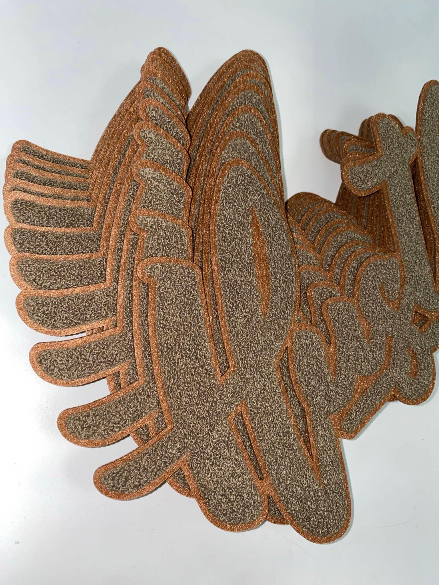 Exclusive, Chocolate Brown "Hustle" Chenille Patch (iron-on) Size 10"x8", Varsity Patch for Denim Jacket, Shirts and Hoodies, Large Patch