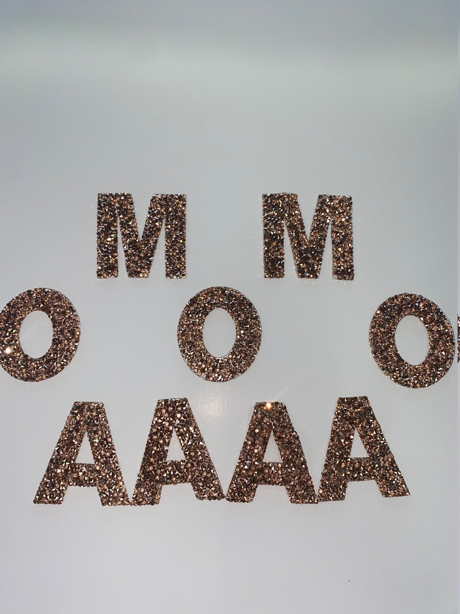 Hotfix Rhinestone Letters, ROSE GOLD(1 pc), NEW, Choose Your Letter, Rhinestone Patch with Adhesive, Mesh Bling Letters, Size 2.28"