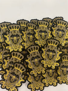 New, Crushed GOLD, Blacknificent Large Rhinestone Patch, Super