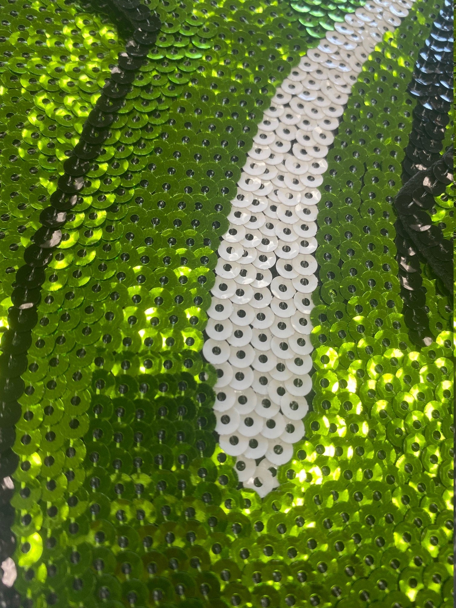 Sequins Green Iridescent KISS Lips and Tongue Patch (sew-on) Size 13", LARGE Bling Patch for Denim Jacket, Shirts, Hoodies, and More