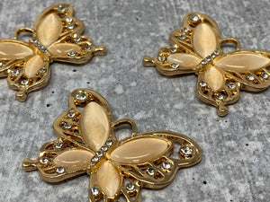 Exclusive, Gold "Butterfly" w/Rhinestones and Gems, 1-pc Flatback Charm for Crocs, Phone Cases, Sunglasses, Decor, and More! Size 2"