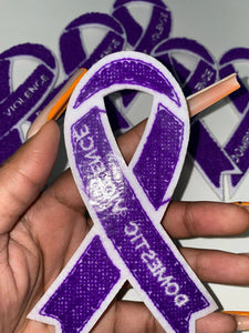 New 1-pc, Domestic Violence "Purple Chenille" Awareness Ribbon Patch, 5.5" Iron or Sew-on, Support Ribbon, Support Applique/Badge