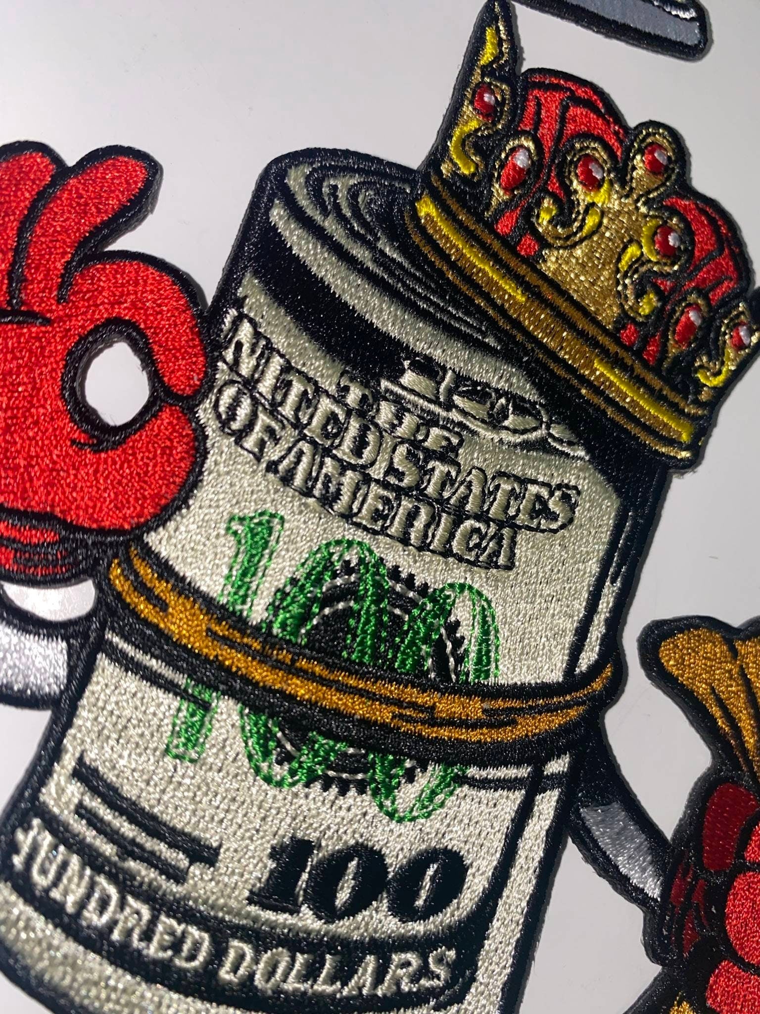New Arrival, "Money Bag King" Bag Secured Patch, Size 5.5", Iron-on 100% Embroidered Patch; Entrepreneur Gift; Fun Jacket Patch, DIY