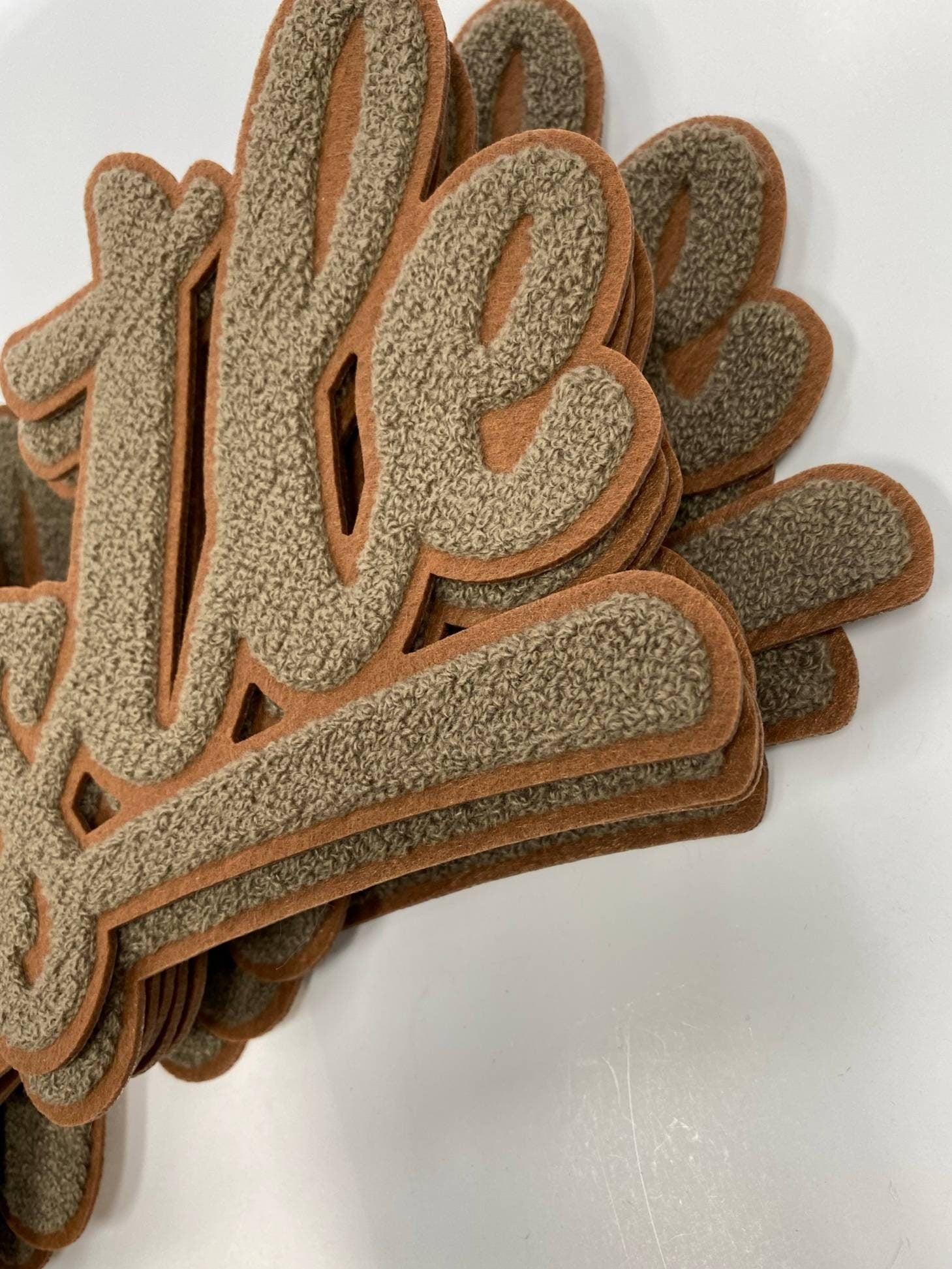 Exclusive, Chocolate Brown "Hustle" Chenille Patch (iron-on) Size 10"x8", Varsity Patch for Denim Jacket, Shirts and Hoodies, Large Patch