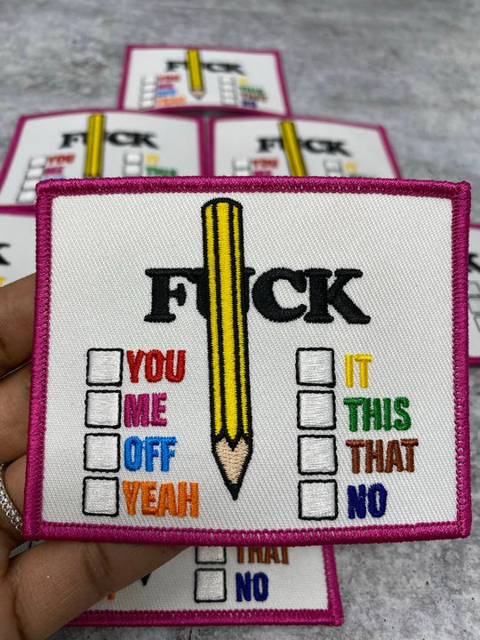 New Arrival, "F*ck: Choose One" Statement Patch, DIY Embroidered Applique Iron On Patch, Size 4", Hot Pink Border, Colorful Badge, 1-pc, DIY
