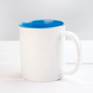 Sublimation Blanks, Bright White, 11oz inner Blue color mug, Custom Drinkware Mugs, Perfect Gift, Personalize Mug, For A Special Someone
