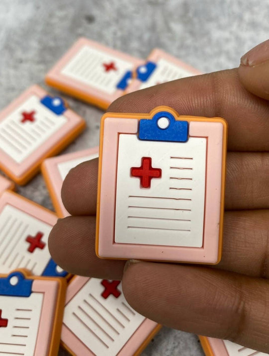 1-pc Medical "Clipboard" Shoe Charm, Medical Charm; Nurse,  Tech, Dr Charms for CR O CS; Cute Charm for Shoes & Bracelets, Healthcare Gifts