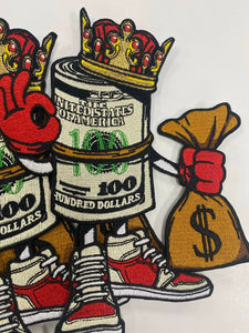 New Arrival, "Money Bag King" Bag Secured Patch, Size 5.5", Iron-on 100% Embroidered Patch; Entrepreneur Gift; Fun Jacket Patch, DIY