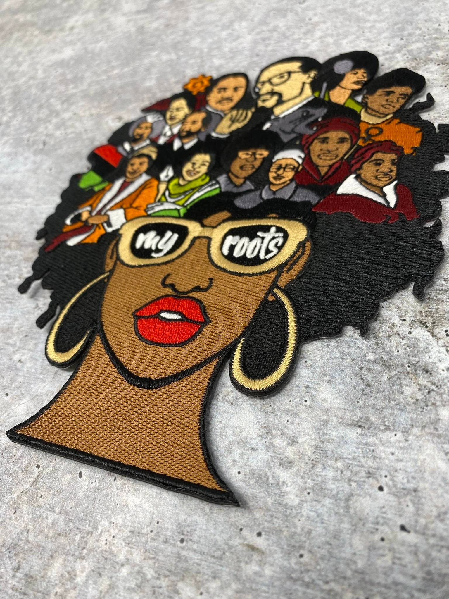 Exclusive, "Lovin My Roots", 100% Embroidered, Embroidery Patch, 2 Sizes Available, Iron-on Applique, Back Patch, Black History Month Gift