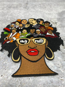 Exclusive, "Lovin My Roots", 100% Embroidered, Embroidery Patch, 2 Sizes Available, Iron-on Applique, Back Patch, Black History Month Gift