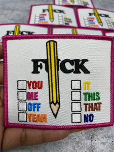 New Arrival, "F*ck: Choose One" Statement Patch, DIY Embroidered Applique Iron On Patch, Size 4", Hot Pink Border, Colorful Badge, 1-pc, DIY