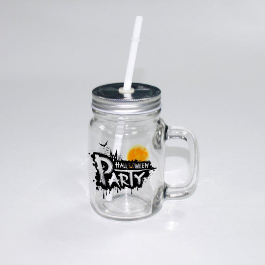 Exclusive Dye-Sub Blank Clear “Mason Jar w/ Straw/Lid & Handle” 430 ml/12 oz, Beautiful Blanks for Customization
