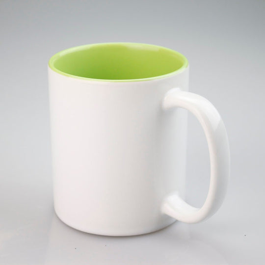 Sublimation Blanks, Bright White, 11oz inner Green color mug, Custom Drinkware Mugs, Perfect Gift, Personalize Mug, For A Special Someone