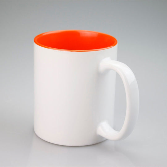Sublimation Blanks, Bright White, 11oz inner Orange color mug, Custom Drinkware Mugs, Perfect Gift, Personalize Mug, For A Special Someone