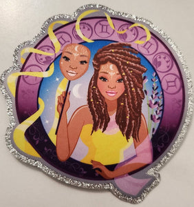 Exclusive, Melanated "Gemini" w/SILVER Glitter, Vibrant, Iron-On Patch|Astrology Applique|Cool Patch|DIY Patch for Denim & Accessories,1-pc