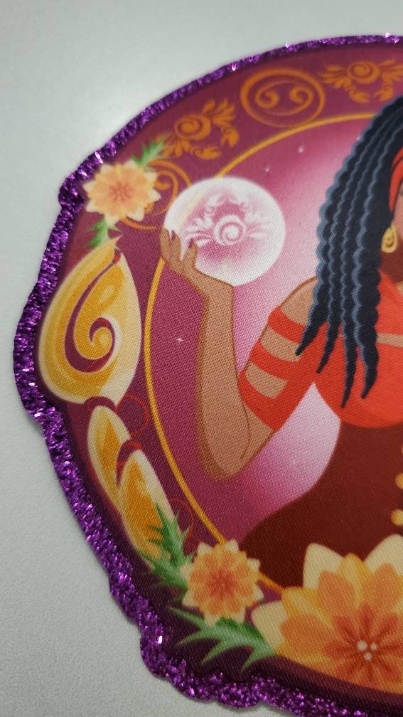Exclusive, Melanated "Cancer" w/PURPLE Glitter, Vibrant, Iron-On Patch|Astrology Applique|Cool Patch|DIY Patch for Denim & Accessories,1-pc