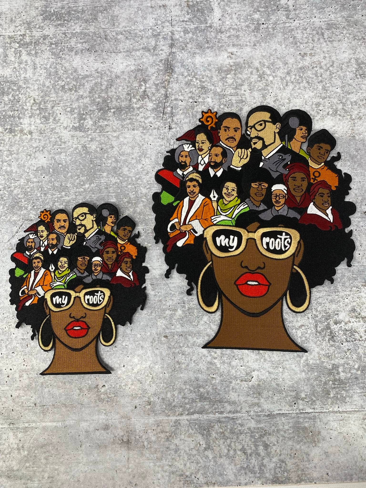 Exclusive, "Lovin My Roots", 100% Embroidered, Embroidery Patch, 2 Sizes Available, Iron-on Applique, Back Patch, Black History Month Gift