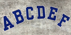 New, "BLUE/White" 3" Embroidered Letter w/Felt, Varsity Letter Patch, 1-pc, Iron-on Backing, Choose Your Letter, A-Z Letters, DIY Letters,