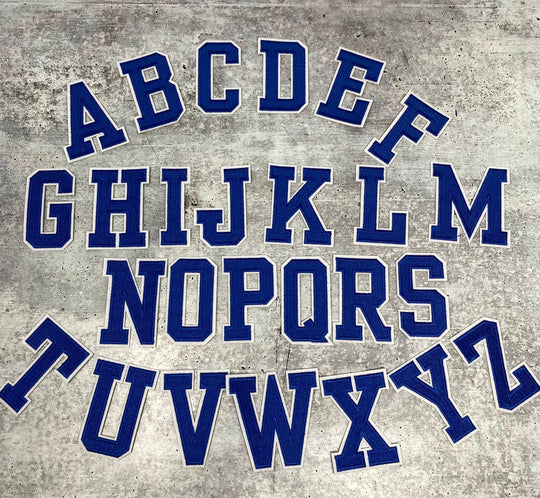 New, "BLUE/White" 3" Embroidered Letter w/Felt, Varsity Letter Patch, 1-pc, Iron-on Backing, Choose Your Letter, A-Z Letters, DIY Letters,