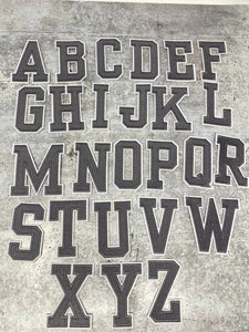 New, "GRAY" 3" Embroidered Letter w/White Felt, Varsity Letter Patch, 1-pc, Iron-on Backing, Choose Your Letter, A-Z Letters, DIY Letters,