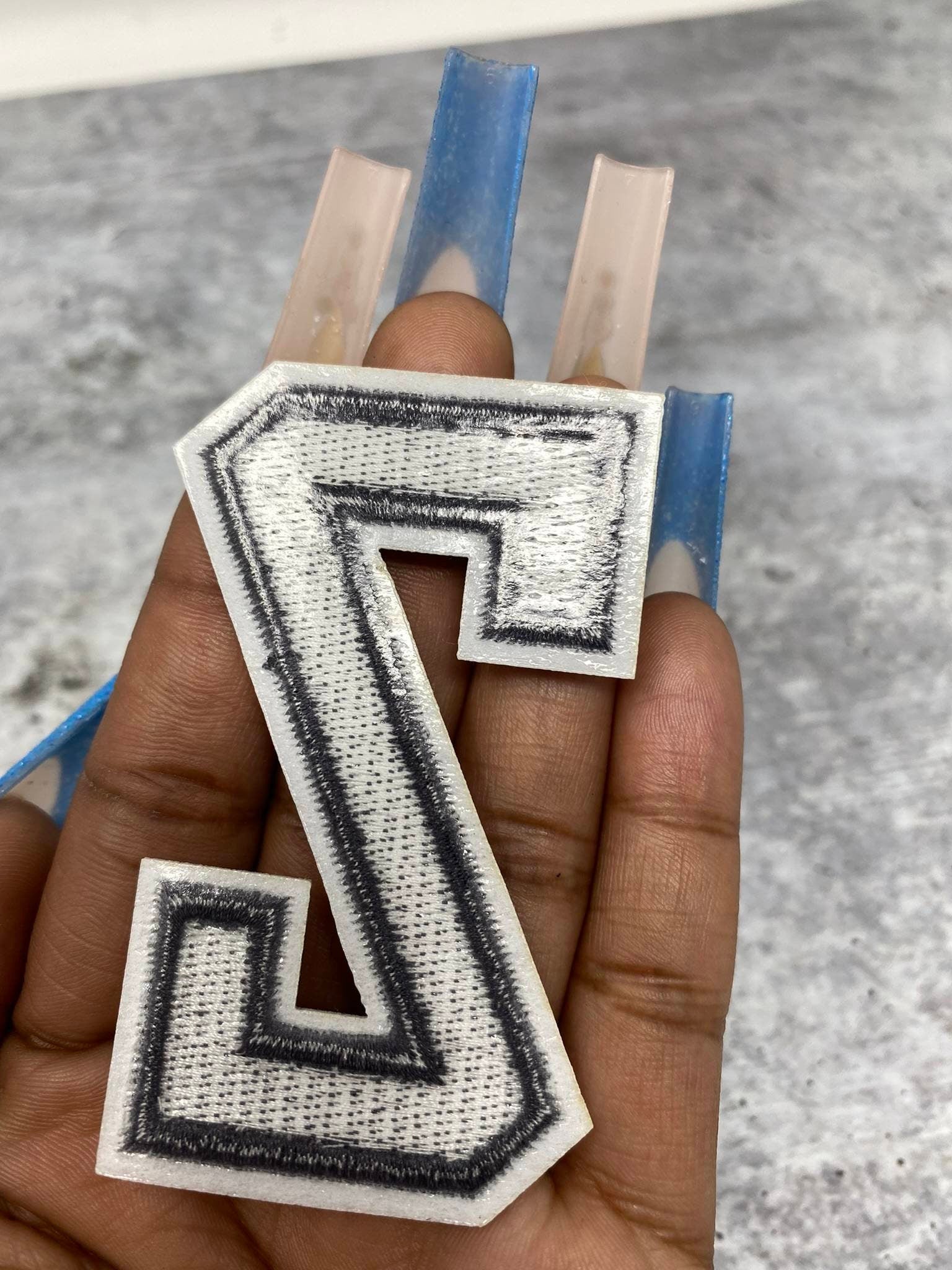 New, "GRAY" 3" Embroidered Letter w/White Felt, Varsity Letter Patch, 1-pc, Iron-on Backing, Choose Your Letter, A-Z Letters, DIY Letters,
