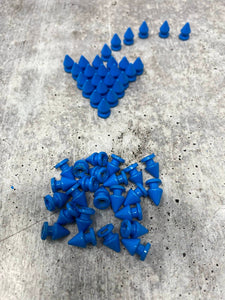 New,"Blue" Spikes, 12mm, 100-pcs, Spikes w/Screws, Small Cone Spikes & Studs, Metallic Screw-Back for DIY Punk, Leather, Bags, and Apparel