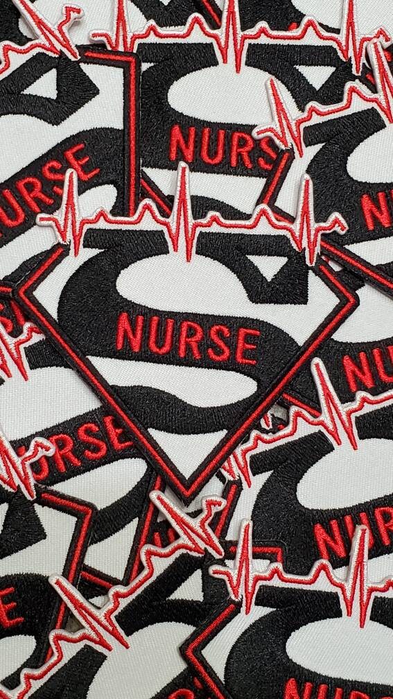 New Arrival, "Super Nurse Badge" Red/White/Black Embroidered Patch, Size 4", Iron-on Applique, DIY Patch for Clothing & Shoes