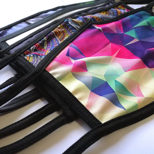 Sublimation Blank, Black Trimmed Adult Face Mask, Customizable Face Mask, DIY Mask, Dye Sub Mask