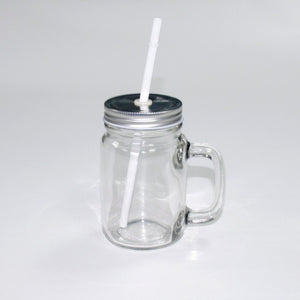 Exclusive Dye-Sub Blank Clear “Mason Jar w/ Straw/Lid & Handle” 430 ml/12 oz, Beautiful Blanks for Customization