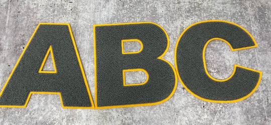 Large 6" Varsity Letter, GRAY/GOLD,Chenille & w/Felt Letters, 1-pc, Choose Your Letter, A to Z Patch, Iron-on or Sew, Customize Your Jacket